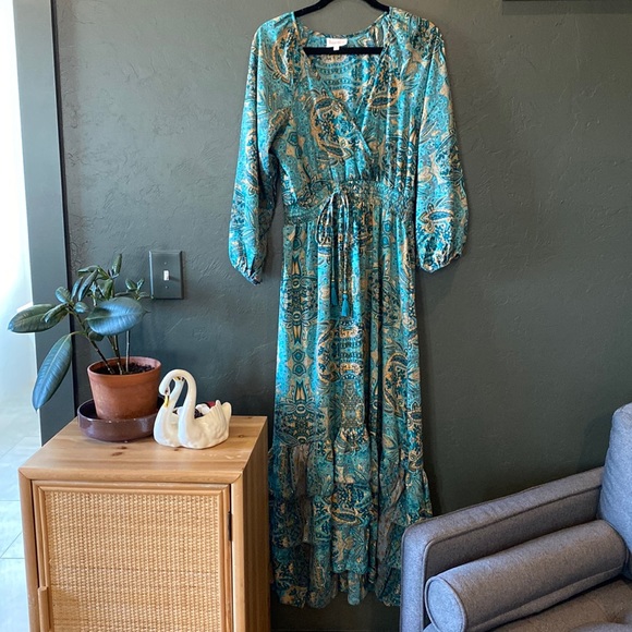 Anthropologie Boemo Paisley Bohemian Maxi Dress Large - Picture 2 of 13